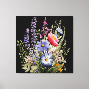 Toile Fleurs sauvages sur la Botanique Noire