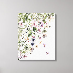 Toile Fleurs sauvages violettes à l'aquarelle