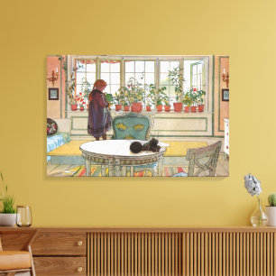 Toile Fleurs sur le rebord de la fenêtre de Carl Larsson