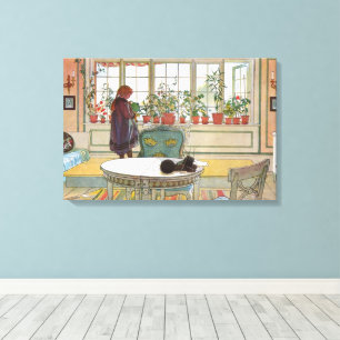 Toile Fleurs sur le rebord de la fenêtre de Carl Larsson