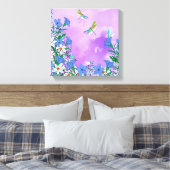 Toile Fleurs sur violet avec libellules (Insitu(Chambre))
