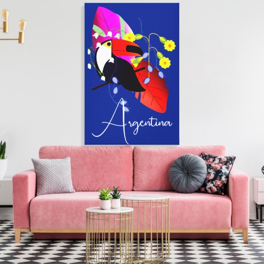 Toile Fleurs tropicales et Toucan (Insitu(Salon))