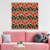 Toile Fleurs tropicales rouges sans coutures motif vert (Insitu(Salon))