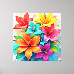 Toile Fleurs Vibrantes : Conception Magique Florale Trop
