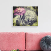 Toile Fleurs Zinnia Rose Noir Et Blanc (Insitu(Salon))
