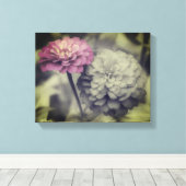 Toile Fleurs Zinnia Rose Noir Et Blanc (Insitu (Plancher de Bois))