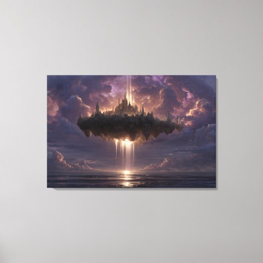 Toile Floating Fantasy Castle Cloud Beams Glow (Recto)