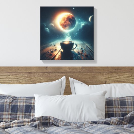Toile Floating Moon Over Coffee Fantasy Scene (Insitu(Chambre))