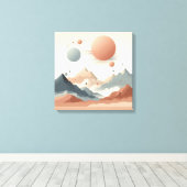 Toile Floating Surreal Mountains with Glowing Solar Orbs (Insitu (Plancher de Bois))