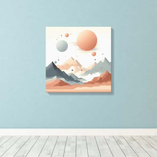 Toile Floating Surreal Mountains with Glowing Solar Orbs (Insitu (Plancher de Bois))
