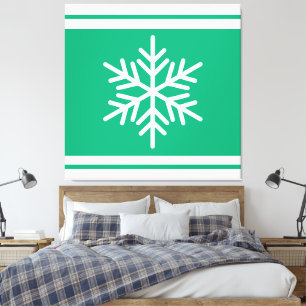 Toile Flocon de neige nordique Retro Blue Green White St