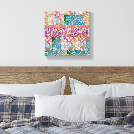 Toile Floral Abstract Stretched Canvas Print (Insitu(Chambre))