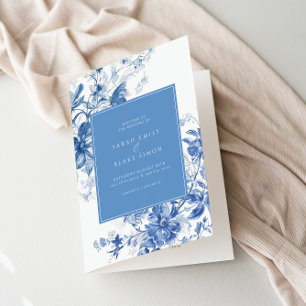 Toile Floral Bleu Français Programme de mariage pl
