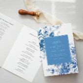 Toile Floral Bleu Français Programme de mariage pl