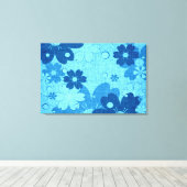 Toile Floral bleu Vintage (Insitu (Plancher de Bois))