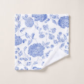 Toile floral botanique vintage moderne blanc bleu (Gant de toilette)