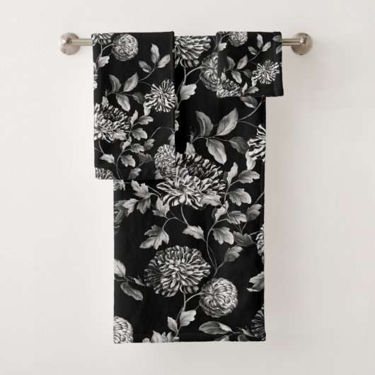 Toile floral botanique vintage moderne blanc noir (En situation)
