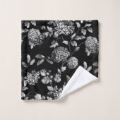 Toile floral botanique vintage moderne blanc noir (Gant de toilette)