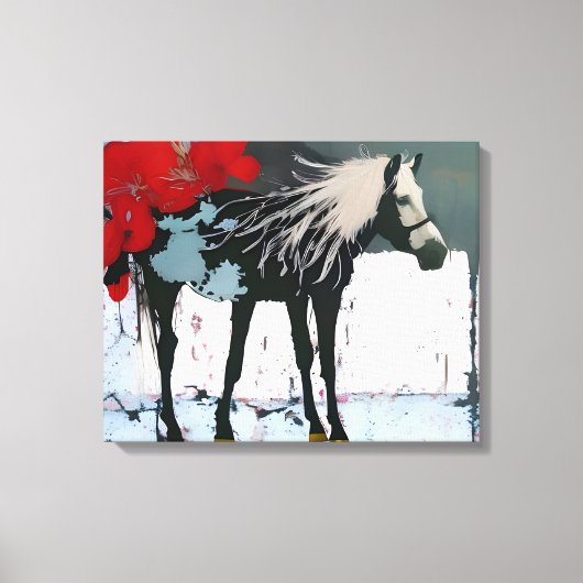 Toile Floral Horse Imprimer (Recto)