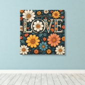 Toile Floral LOVE Typographie Art Imprimer (Insitu (Plancher de Bois))
