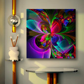 Toile Floral moderne Art Abstrait Rouge Bleu Motif #12