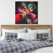 Toile Floral moderne Art Abstrait Rouge Bleu Motif #13 (Insitu(Chambre))