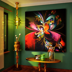 Toile Floral moderne Art Abstrait Rouge Bleu Motif #13