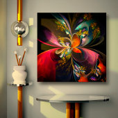 Toile Floral moderne Art Abstrait Rouge Bleu Motif #13