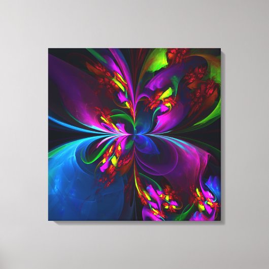 Toile Floral moderne Art Abstrait Rouge Bleu Motif #15 (Recto)