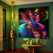 Toile Floral moderne Art Abstrait Rouge Bleu Motif #15