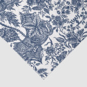  toile Floral Navy Blue White Decoupage Art Tissuepapier (Detail)