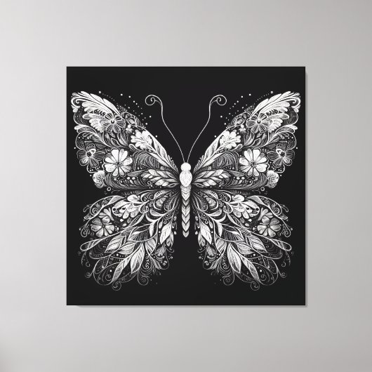 Toile Floral Patterned Butterfly in White Ink Design (Recto)