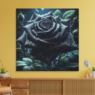 Toile Floral Rose noir