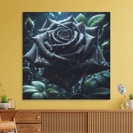Toile Floral Rose noir (Insitu(Salon))