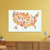 Toile Floral USA Map - Jardin sauvage (Insitu(Salon))