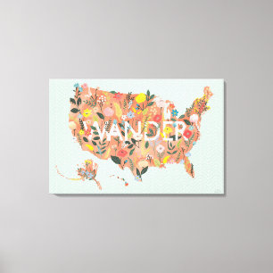 Toile Floral USA Map - Wild Garden