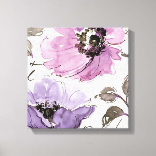 Toile Floral Valse Plum Aquarelle Fleurs (Recto)