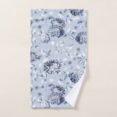 Toile Florale Bleue Argent & Périwinkle (Serviette à main)
