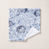 Toile Florale Bleue Argent & Périwinkle (Gant de toilette)