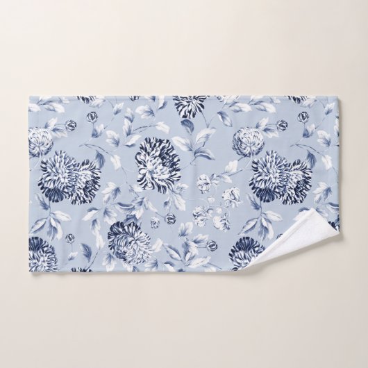 Toile Florale Bleue Argent & Périwinkle (Serviette à main)