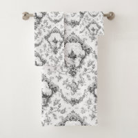 Toile florale gravée avec moulin à vent et bateaux