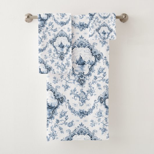 Toile florale gravée avec moulin à vent et bateaux (En situation)