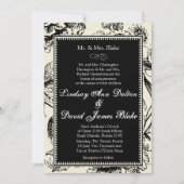 Toile Florale noir et blanc Faire-part de mariage (Devant)