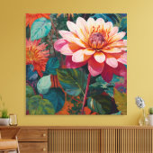 Toile Flore de jardin sauvage vibrant avec Gerbera rose  (Insitu(Salon))
