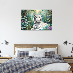 Toile Flore de la jungle du Tigre blanc