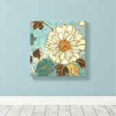 Toile Flore décorative en bleu et blanc (Insitu (Plancher de Bois))