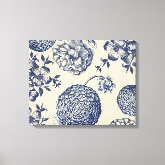 Toile Flore d'impression florale de fleurs bleues antiqu (Recto)