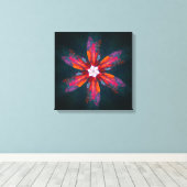 Toile Flore Mandala Flowers Orange Red Blue Abstract (Insitu (Plancher de Bois))