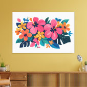 Toile Flore tropicale rétro moderne 02 (Insitu(Salon))