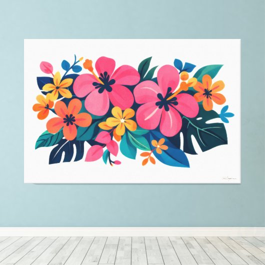 Toile Flore tropicale rétro moderne 02 (Insitu (Plancher de Bois))